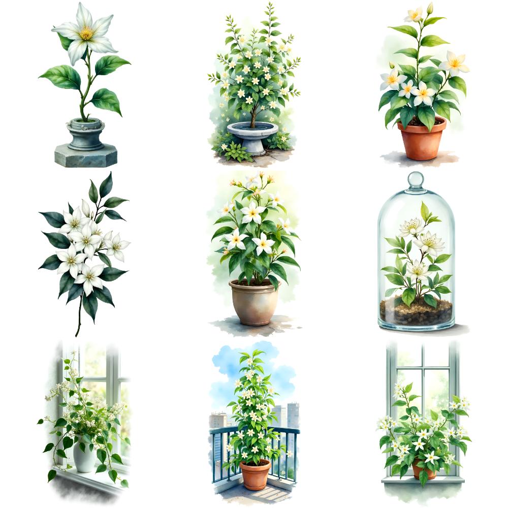 9pcs Temporary Tattoo Decorative Plants Waterproof Long-lasting Body Stickers Floral Designs Temporary Tattoo Stickers