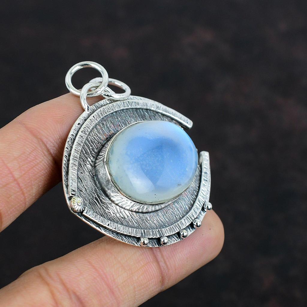 Ciondolo Pietra di Luna Arcobaleno Ciondolo Pietra Preziosa Fatto a Mano Ciondolo Argento Sterling 925 Gioielli Bellissimi con Pietra di Luna Ciondolo Delicato Regali Per la Madre
