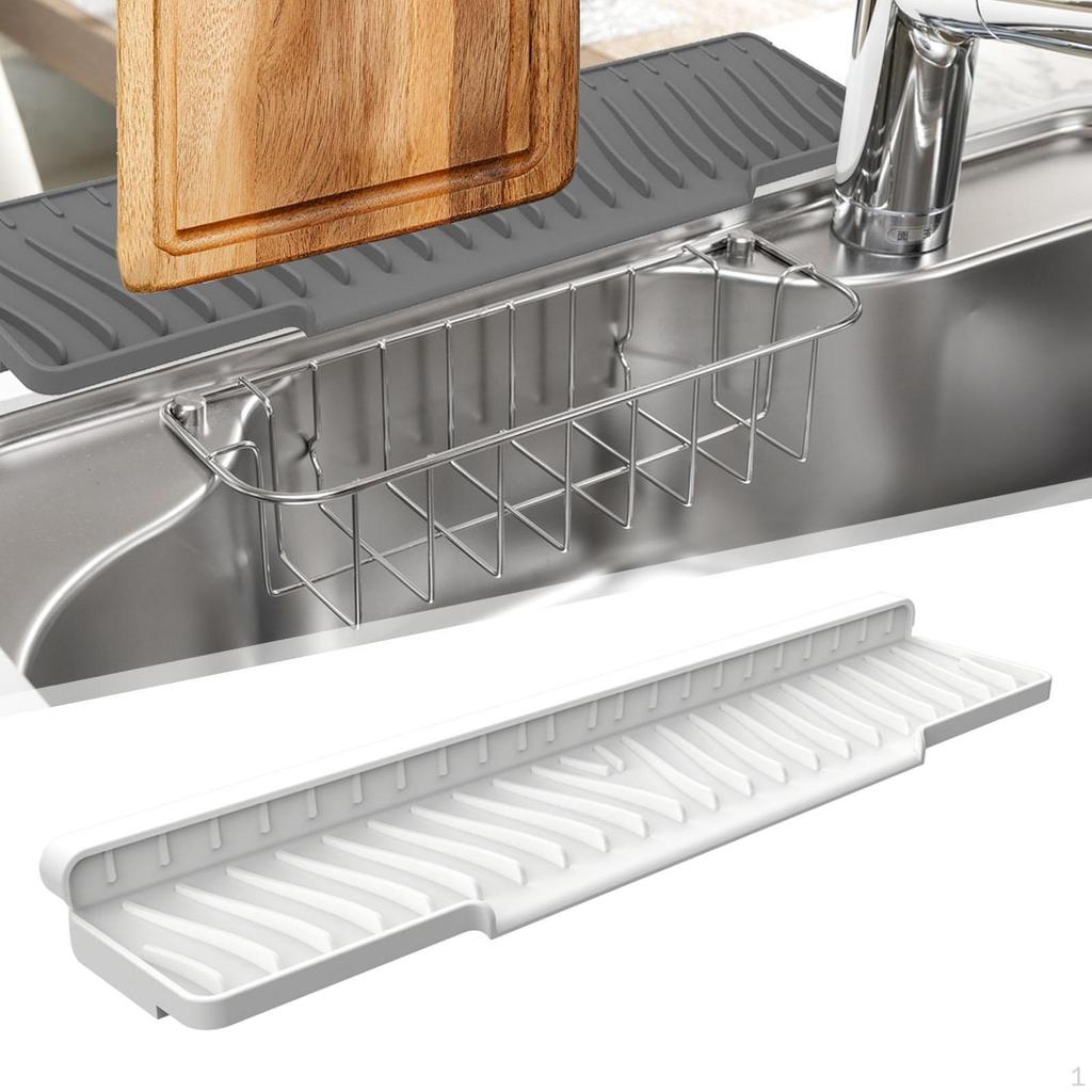 Dish Drying Mat Silicone Pad Kitchen Sink Faucet Sponge Holder Guard Flexible Anti