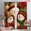 2pcs,2D Plane Printing Pattern Curtains Christmas Snowman3 Polyester (without Rod) Decorations For Home for Bedroom, Living Room