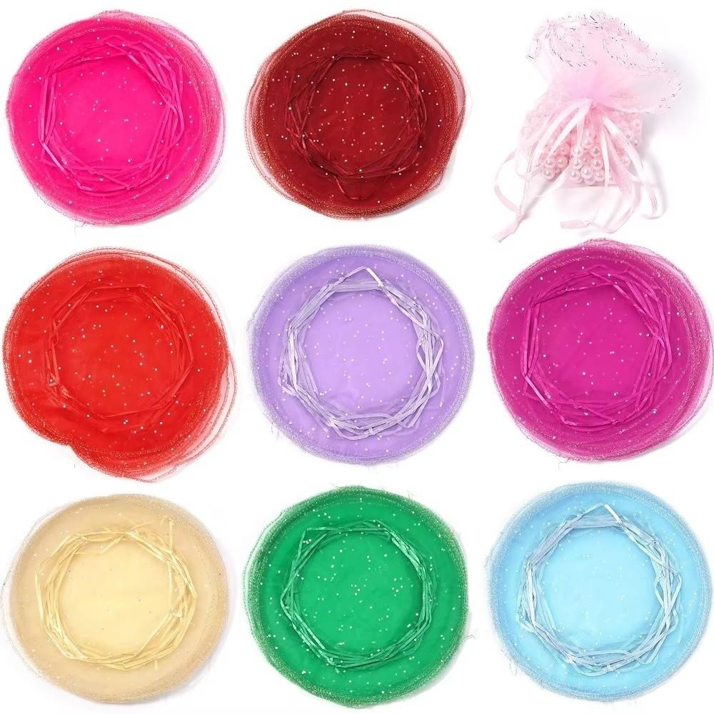 10Pcs Mesh Organza Drawstring Bag Tulle Fabric 26CM Gift Bags Round Shape Round Organza Bag