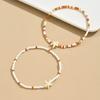 2Pcs Starfish Beaded Beaded Anklets Chain Set Bohemian Style Foot Bracelets  Jewelry Accessories