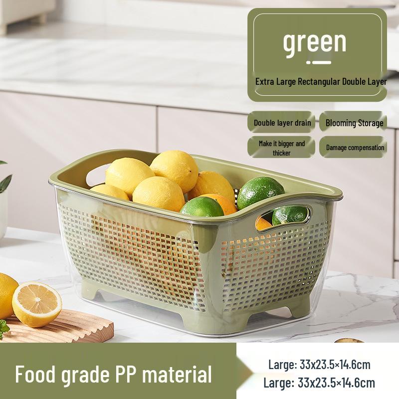 Multi-functional Double-layer Kitchen Sink Basket: Ideal for Washing Rice, Vegetables, and Fruits, or Serving Snacks.