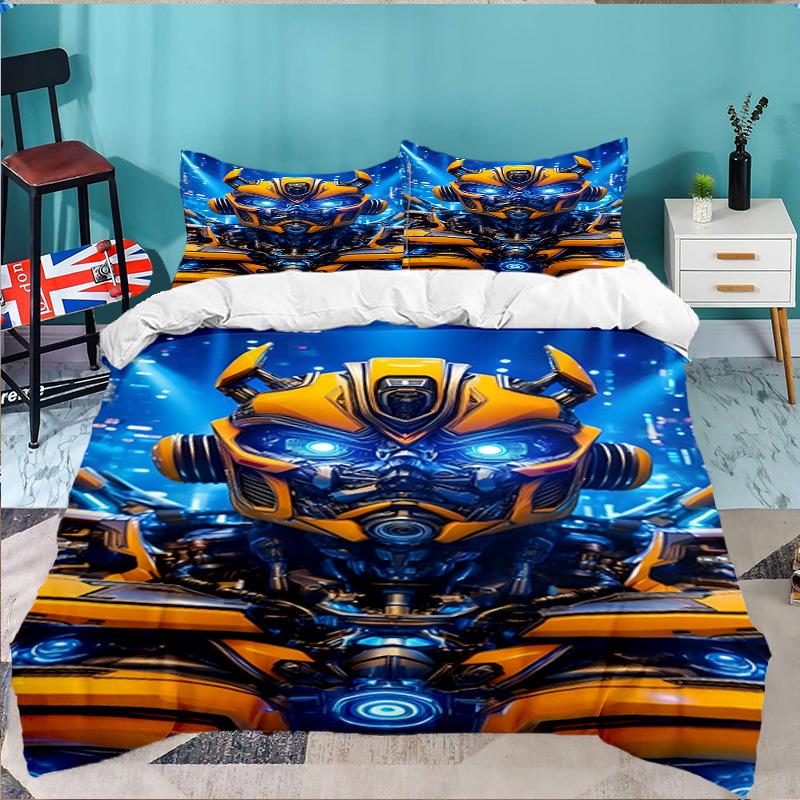 Car robots Battle 3PCS Bedding set,Ideal for 1pc Duvet Cover And 2pcs Pillowcases Perfect for Fan gift,Ideal for Bedroom, Dormitory