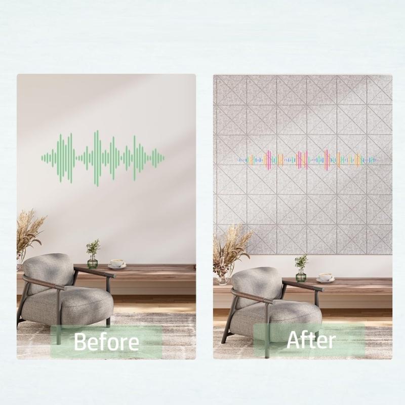 Pack of 12 Square Foam Panels Soundproof Wall Panels Acoustics Tiles Polyester Texture Perfect for Studios Home Wall