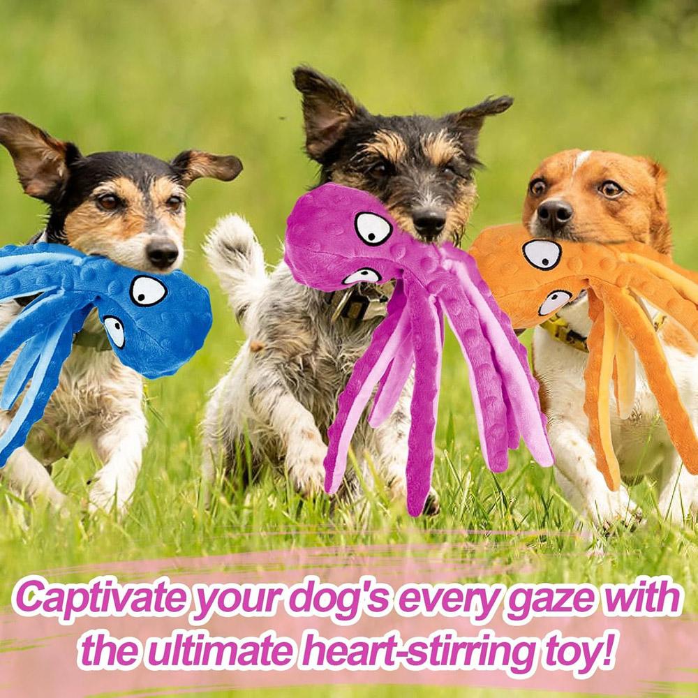 Squeaky Dog Toys - Octopus Plush Dog Toys for Aggressive Chewers No Stuffing Crinkle Durable Interactive