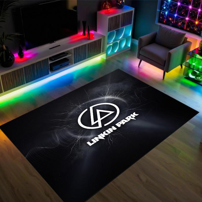 Linkin Park Design Crystal Velvet Carpet Cozy Non?Slip Printed Rug For Bedroom Living Room Entrance