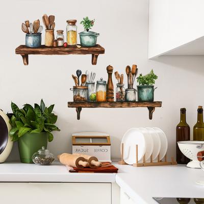 Kitchenware Shelves Kitchen Restaurant Home Wall Background Landscaping Decoration Wall Stickers