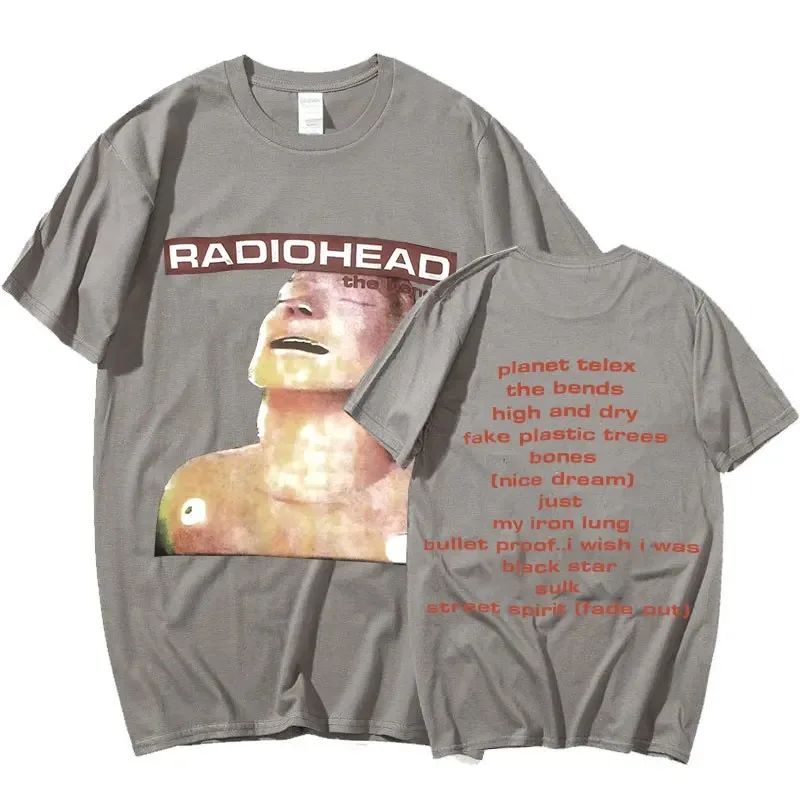 Vintage Rock Band Radiohead T Shirt Men Cotton T-shirts Hip Hop The Bends Music Album Oversize Harajuku Top Print Tee Shirt