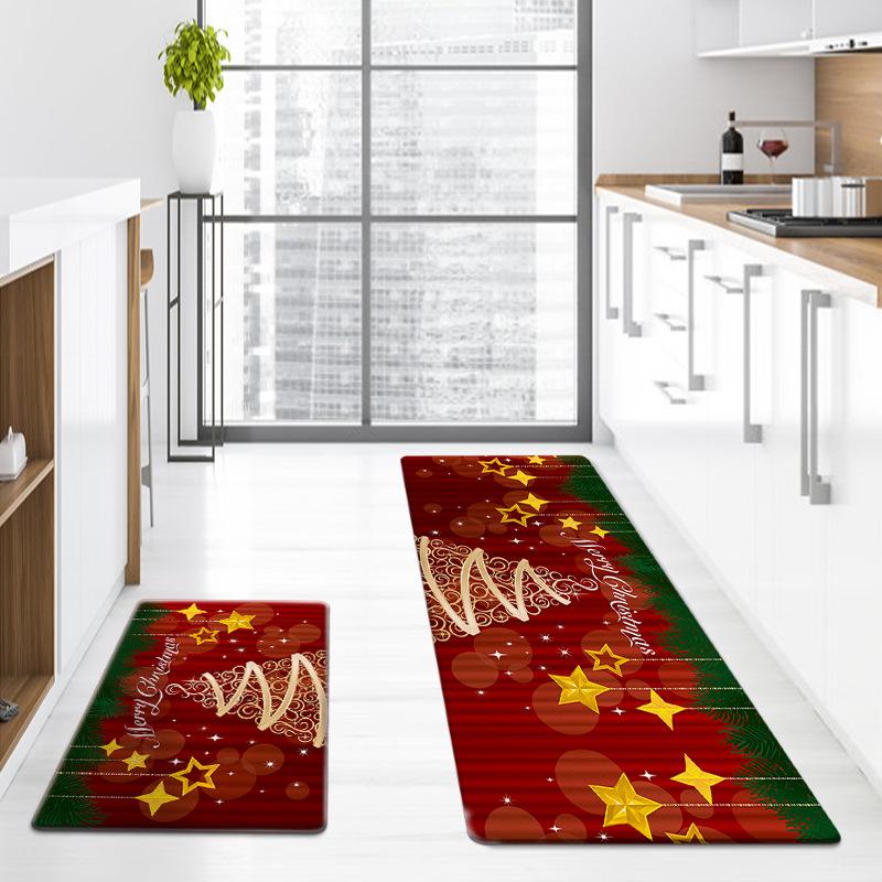 Christmas Thickened Kitchen Floor Mats, Dust-proof, Anti-slip, Festive, Festive, Christmas Decoration, Entrance Floor Mats