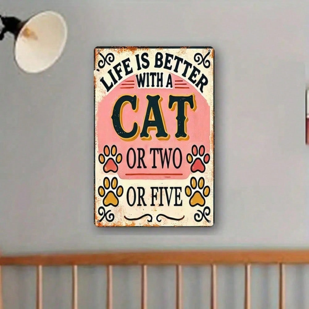Vintage Cat Tin Sign Pet Lover Decor 8x12 Inch Wall Art Home Decor