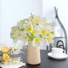 5PCS PU Real Touch Lifelike Artificial Plumeria Frangipani Flower Stems Wedding Home Party Spring Flowers Decoration (White)