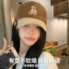 Autumn and winter corduroy parent-child bear baseball cap big head circumference color matching cap widening brim widening deepening hat