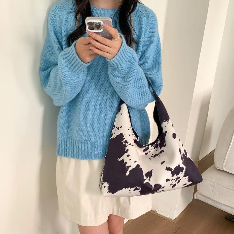 Cow Pattern Tote Bag Large Capacity Women's Trend Daily Commuter Bag New Fashion Portable Shoulder Bag Women