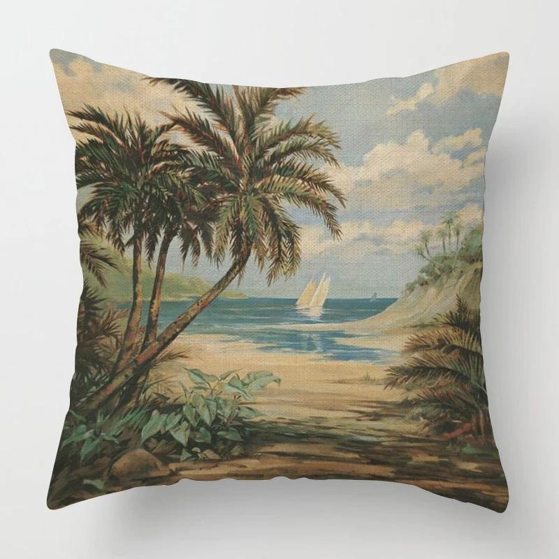 Home Decor Tropical Palm Tree Pattern Pillow Covers Pattern Cushion Cover Suitable for Sofa Bedroom Car Pillow Cover