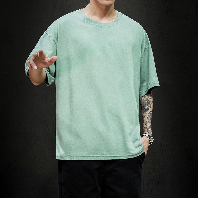 Summer Men's T Shirt Fashion Solid Oversized Hip Hop T-shirt Casual Cotton Mens Streetwear Top Tees