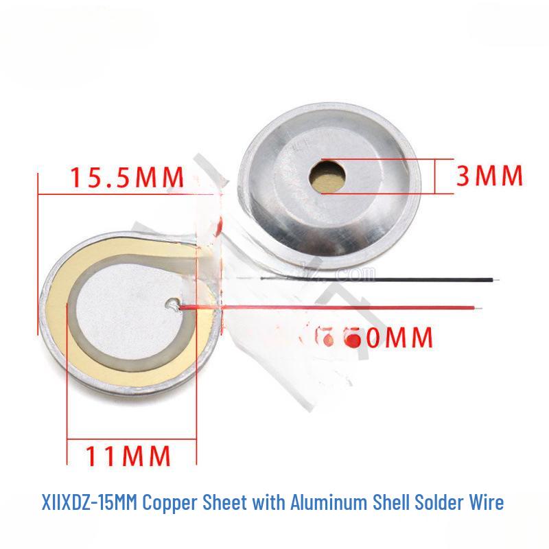 Piezoelectric Ceramic Buzzer with Aluminum Solder & Copper Lead, Diameter Options: 12/15/18/20/27/35/50MM