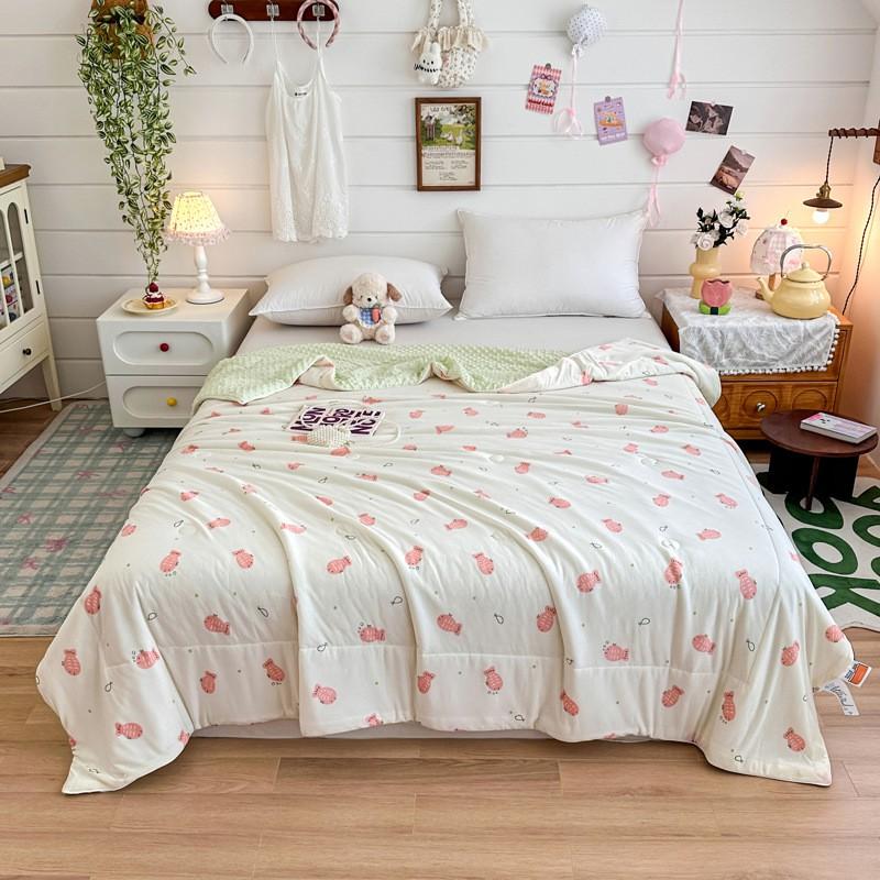Soft Breathable Cotton-Feel Blanket Kids Lightweight Air Conditioning Quilt 150x200cm 200x230cm