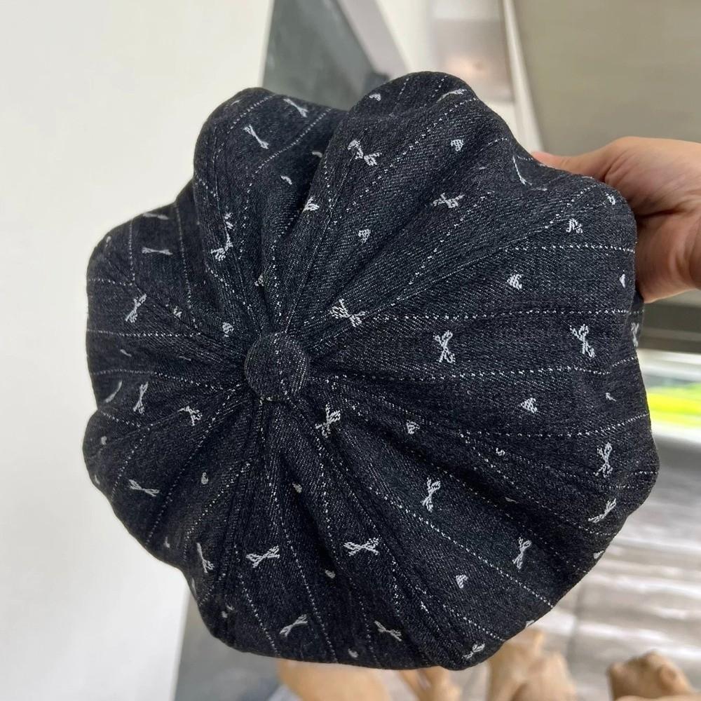 Cloud Retro Bow Beret Japanese Newsboy Cap Trendy Octagonal Cap  Streetwear