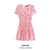 Women's Spring 2025 Floral Print Short Sleeve Dress - European and American Casual Style