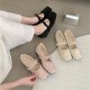 Inner Height Increase 2025 Mary Jane Square Head Small Man Bow Ballet Shoes Single Shoes with Skirt Grandma Shoes Satin Surface