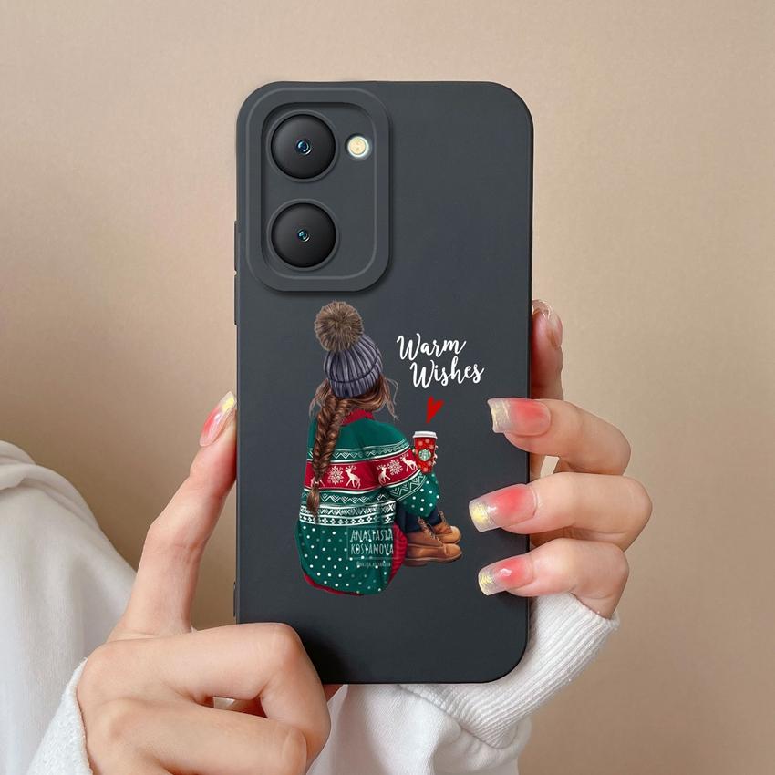 New Case For Vivo iQOO U5x Z9 Lite Y400 Pro Y03t Y02t Y18i Y18t Cute Girl Phone Cover Screen Protector Liquid Silicone Dustproof Shell For Vivo Casing