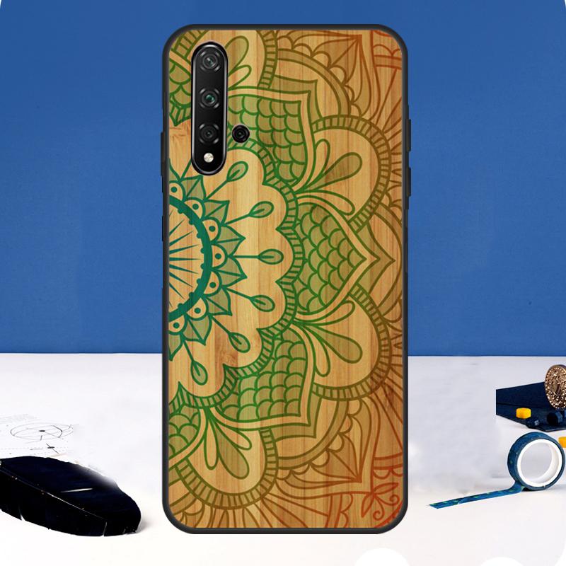 Mandala Wood Floral Case For Huawei Nova Y90 Y91 Y60 Y61 Y70 10 9 SE 11 Pro 5T 11i 8i 3i P20 P40 P30 Lite Cover
