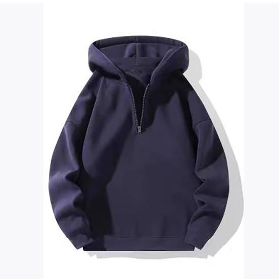Herren Kapuzenpullover mit halbem Reißverschluss, einfarbig, langärmelig, Herbst, locker, Sport, warm, Sweatshirts, modisch, lässig, Pullover