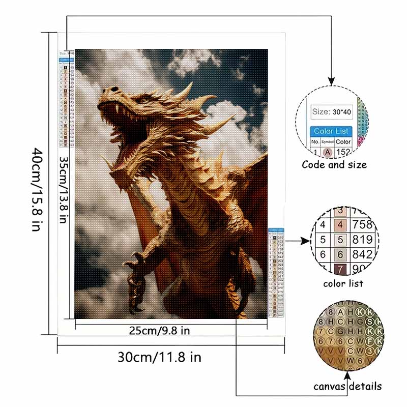 New Arrival 5D DIY Full Circle Diamond Painting "Flying Dragon" Embroidery Cross Stitch Home Decor Gift