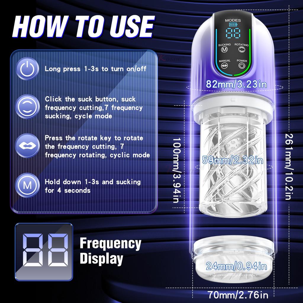 2025 New Automatic Male Masturbators LED 7 Rotating Sucking Water SPA Real Pussy Adult Masturbation Cup Sex Toys For Men Blowjob Machine