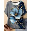 Fashion Women's Crew Neck Short Sleeve 3D Casual Color Printing Casual Short Sleeve Crew Neck T-Shirt