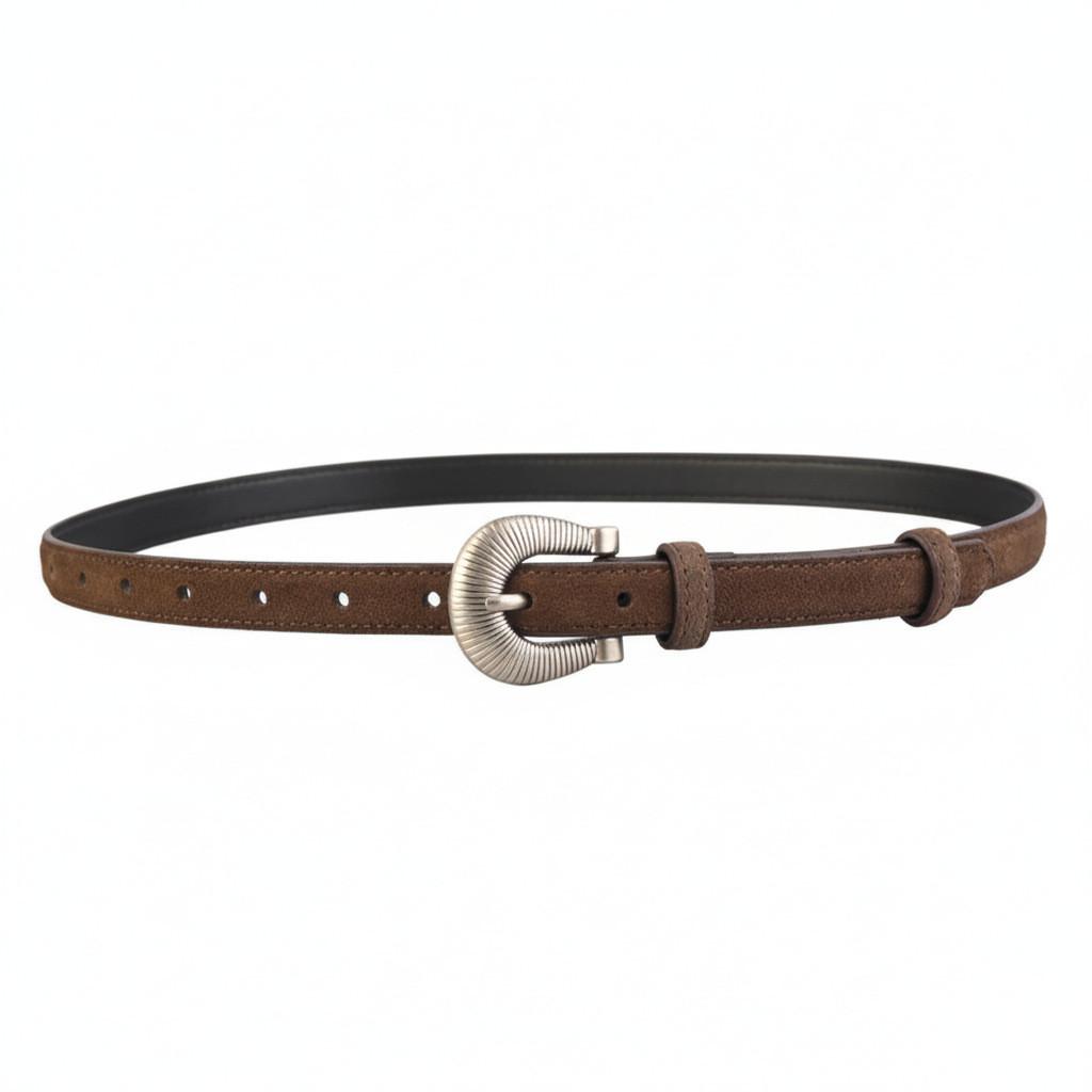 Womens Genuine Leather Retro Waist Belt With Needle Buckle For Daily Use