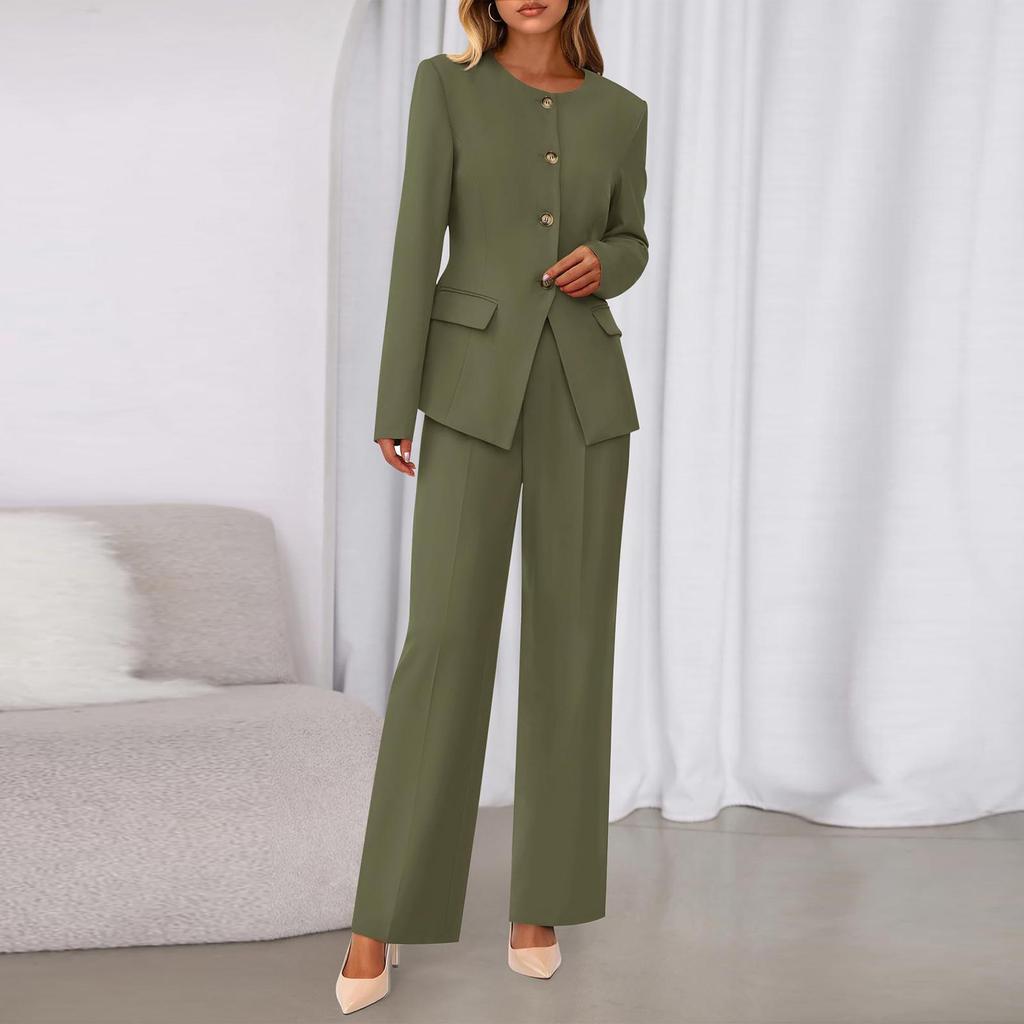 Ensemble élégant deux pièces pour femme, tendance et décontracté, à manches longues, couleur unie, avec un design élégant et haut de gamme