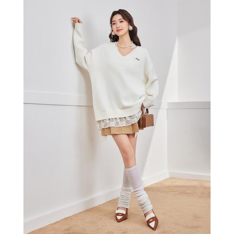 IEF Women's French Lace Trim Knitted Top