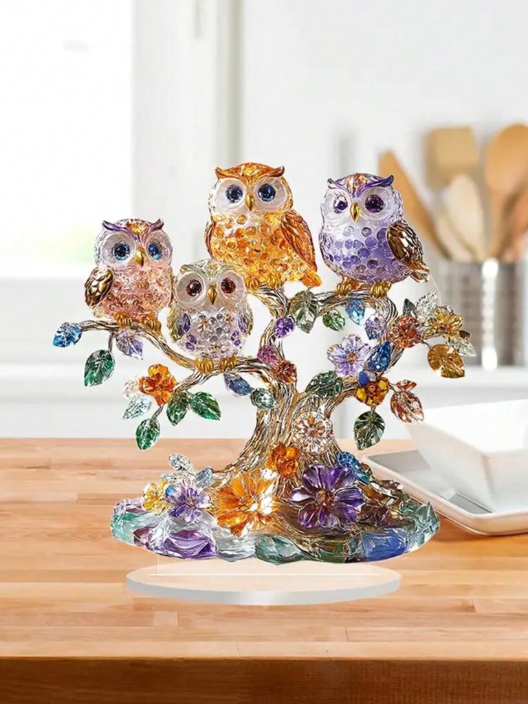 1 Eulenfamilien-Ornament, Sammlerstück im Anime-Stil, Heimdekoration, Bürodekoration, perfekt als Geschenk und Dekoration!