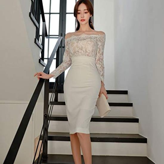 ISLAYCAOLILA Cabaret Mini Club Party Tight Midi Long Pencil CS8 Hella Dress, Dress, Dress, Dress, Dress, See-through, Off-the-Shoulder Lace, Sheer,