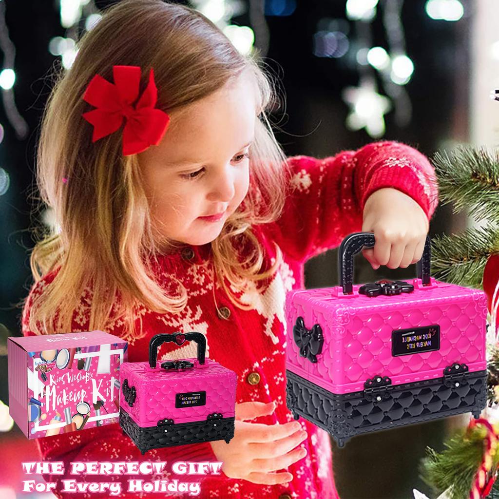 Kids Makeup Kit for Girls Washable Kids Makeup Kit with Realistic Makeup for Little Pretend Play Makeup Perfect for Toddlers Ages Gift Idea - Girls,