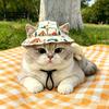 Summer Pet Hat Cat Beach Hat, Cap with Ear Holes, Adjustable Polyester Sun for Small Dogs Cats Outdoor Protection Comfortable