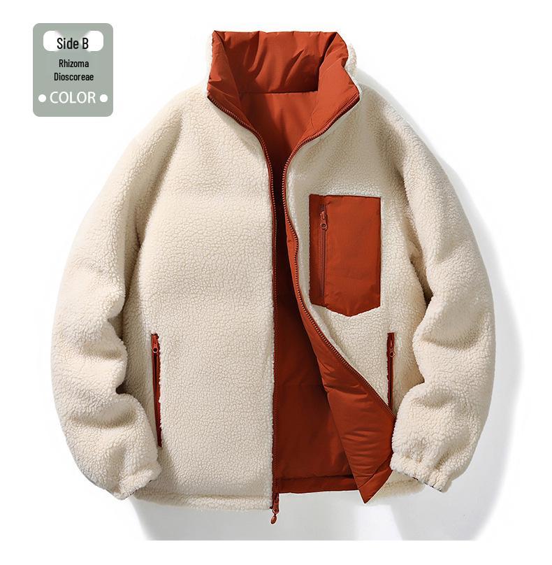 Men's Winter Lambswool Cotton Jacket - Double-sided, Thick, Trendy Down Coat with Velvet Lining, Couple Style