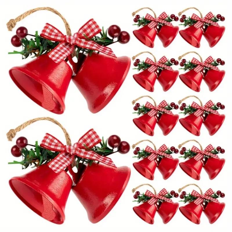 12x Cast Iron Christmas Bells Hangings Xmas Tree Fireplace Holiday Home Decor
