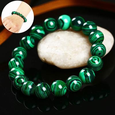 1PC Handmade Natural 8mm Green Malachite Round Gemstone Beads Stretch Bracelet CLE