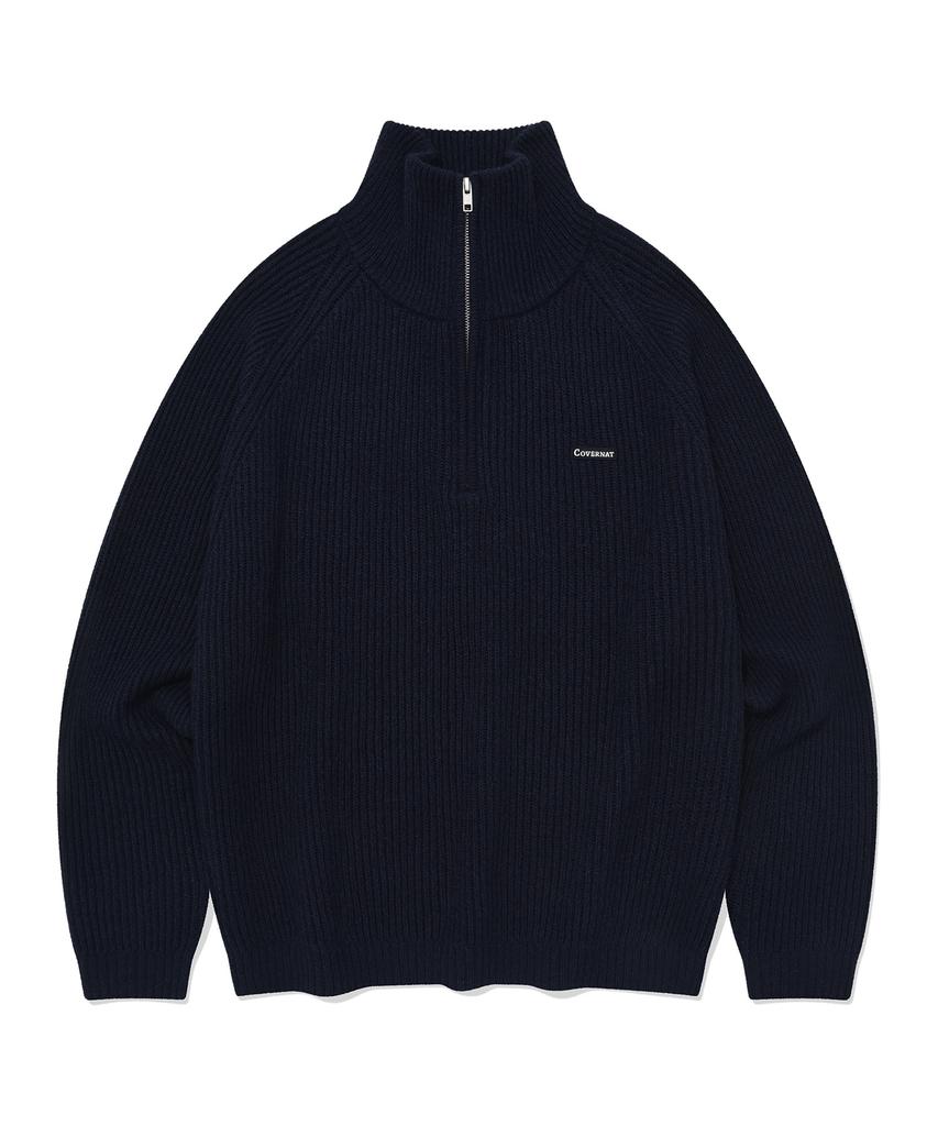 COVERNAT Authentic Wappen Half Zip Knit Dark Navy