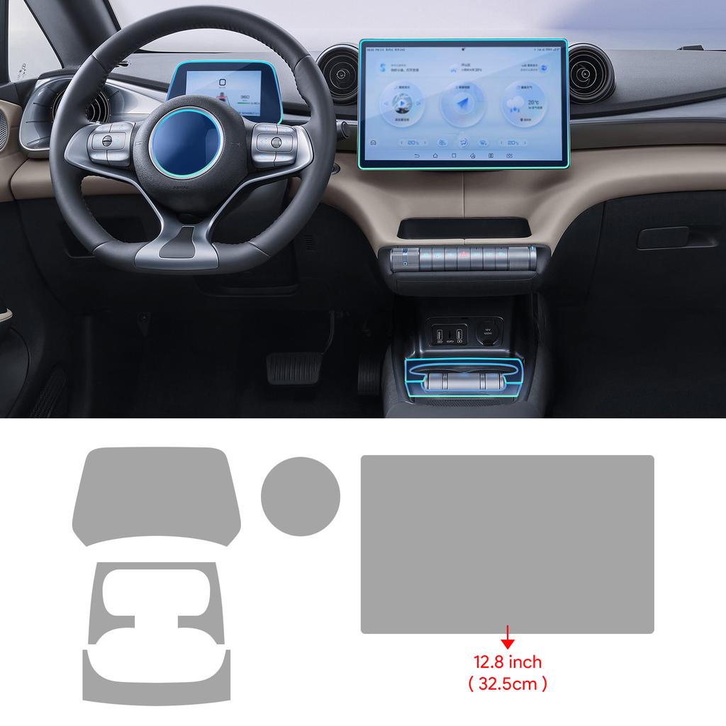 Car Interior TPU Protector Anti-scratch Film For BYD Dolphin EV 22-25 Auto Protective Transparent Anti-tear Stickers Accessories.