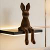 Sitting Bunny Statue Flocking Rabbit Figurine Easter Bunny Ornaments for Living Room Cabinet