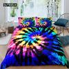 Tie Dye Duvet Cover Psychedelic Bohemian Gypsy Exotic Spiral Colorful Twin Bedding Set Microfiber Double Queen King Quilt Cover