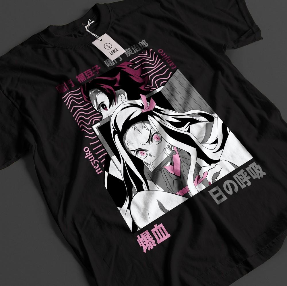 

Demon Slayer Shirt Tanjiro T-Shirt Zenitsu KNY Nezuko Inosuke Akaza Muzan Tee S