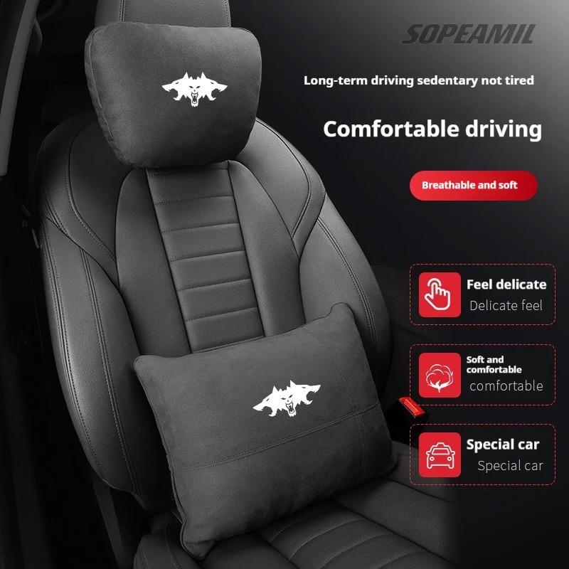 TDMC1 For Tesla Cyberbeast Roadsrer Model 3 Model Y Model S Model X Car Suede Headrest Neck Support Pillow Seat Waist Cushion Pillow
