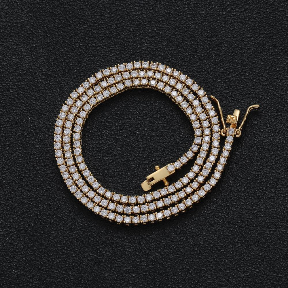 BC210 2mm 16 18 20 Tennis Chain Iced Out Brass Prong Setting CZ Necklace Cubic Zircon Bling Bling Jewelry 6inch bracelet