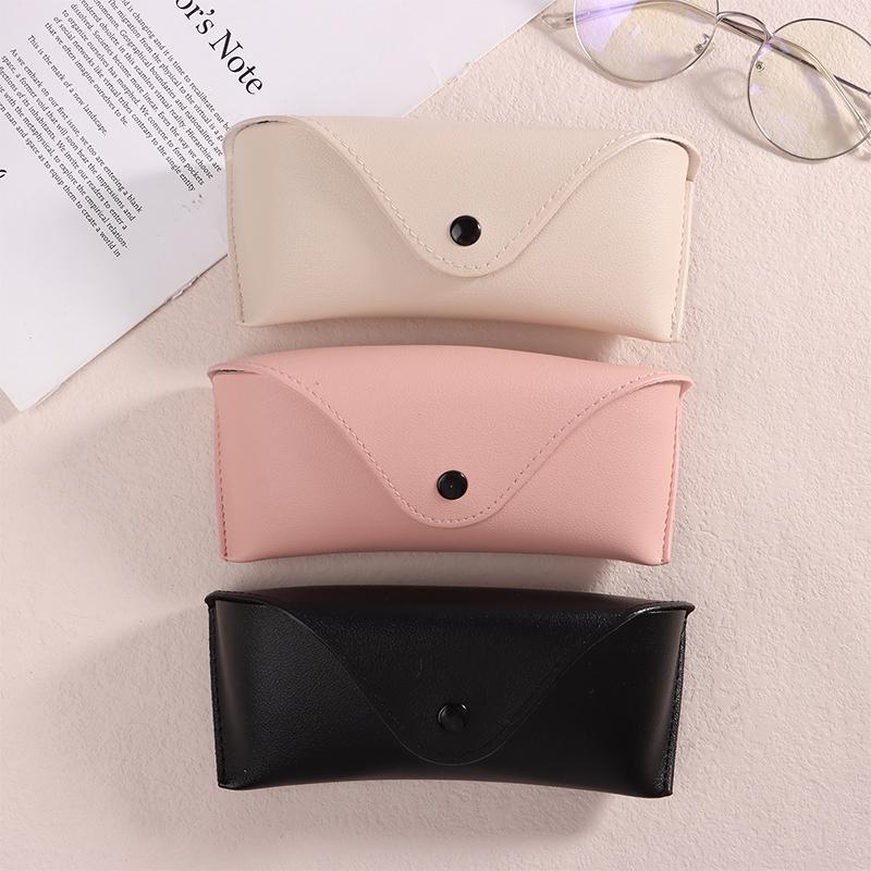 1Pc Leather Eye Glasses Sunglasses Hard Case Protector Box Portable Solid Color