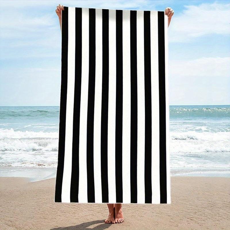 

Simple Black White Striped Quick Drying Towel, Highly Absorbent for Swimming Travel Yoga Beach W40*H60(CM)
